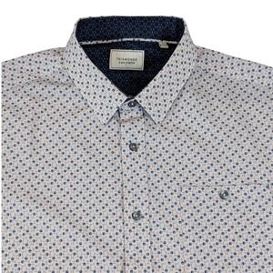 7Diamonds Lunar Shift Mens Blue Geometric 4-Way Stretch Short Sleeve Shirt L